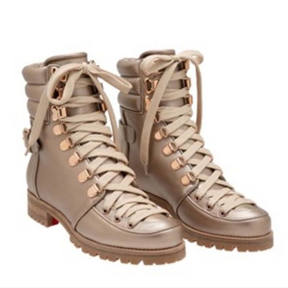 Christian Louboutin Shoes - CHRISTIAN LOUBOUTIN Who Runs metallic leather gold/champagne hiking boots